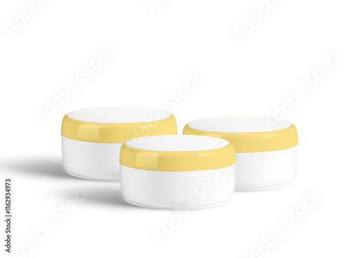 cosmetics cream bottle mockups, plastic jar packaging, 3d rendering