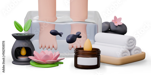 Vector concept of spa services in 3D cartoon style. Advertising of popular care procedures