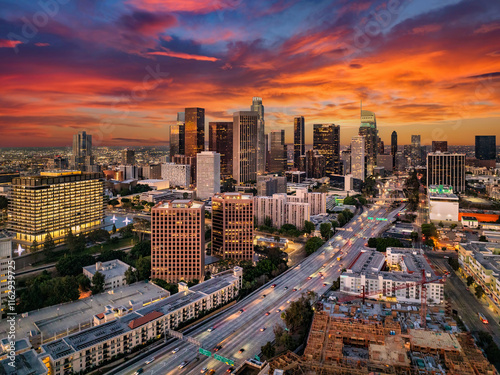 Los Angeles California Downtown Drone Skyline Aerial