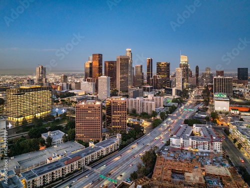 Downtown Los Angeles California Drone Skyline Aerial
