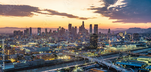 Los Angeles California Downtown Drone Aerial Skyline