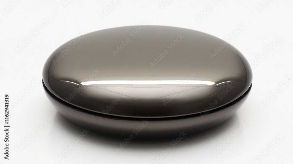 A sleek, modern, oval-shaped container with a reflective surface. A sleek, modern, oval-shaped container with a reflective surface.