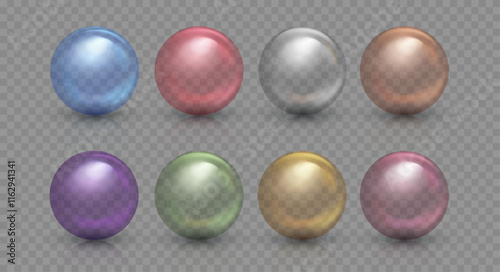 Balls vector set. Transparent glass circles. Collection of abstract colorful spheres. Vector EPS 10