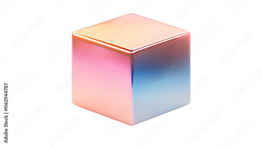 Iridescent 3D Solid Cube Icon in Gradient Colors. Ideal for Representing Stability and Structure in Digital Design isolated on white background Iridescent 3D Solid Cube Icon in Gradient Colors. Ideal for Representing Stability and Structure in Digital Design isolated on white background
