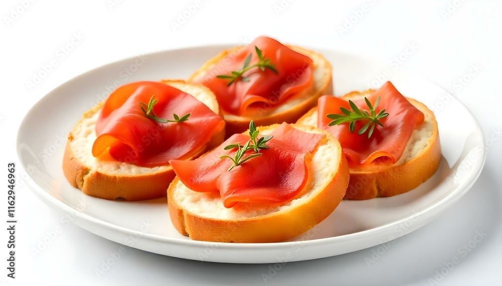 photo of jamon appetizers on the plate on white background photo of jamon appetizers on the plate on white background