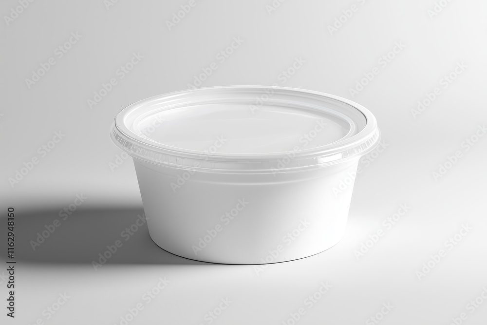 A white round paper food container with clear lid, plastic bowl mockup A white round paper food container with clear lid, plastic bowl mockup