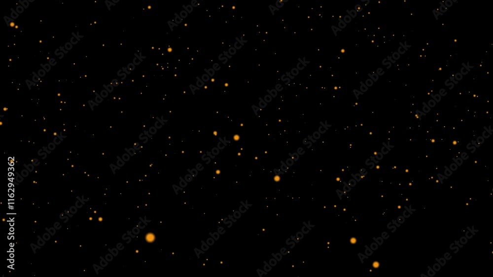 Gold glitter rain particle on black background 4k animation footage.