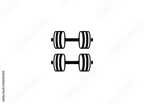 Black and white two dumbbells icon.