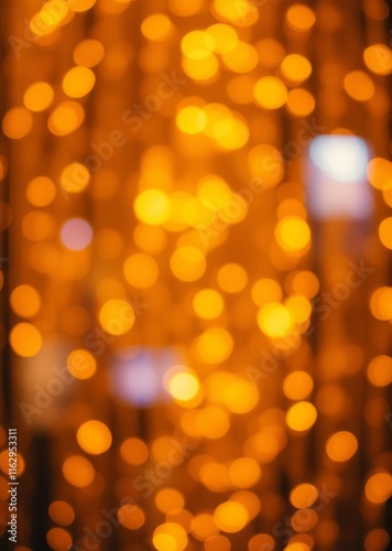 Blurred golden bokeh lights, warm glowing background, soft focus, festive atmosphere, abstract holiday illumination, defocused Christmas lights, orange and yellow tones, magical sparkles, dreamy ambia photo