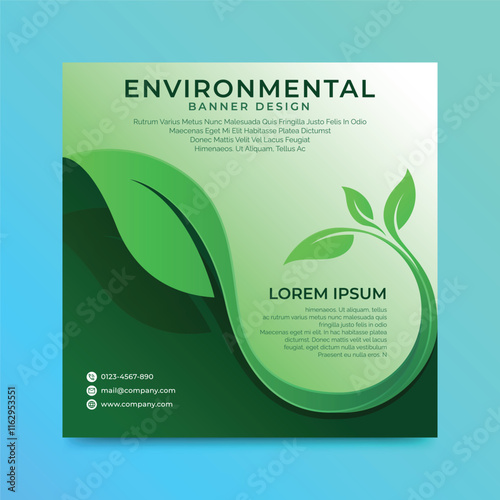 Fotografie Environment Day background or poster with green leaves vector background
