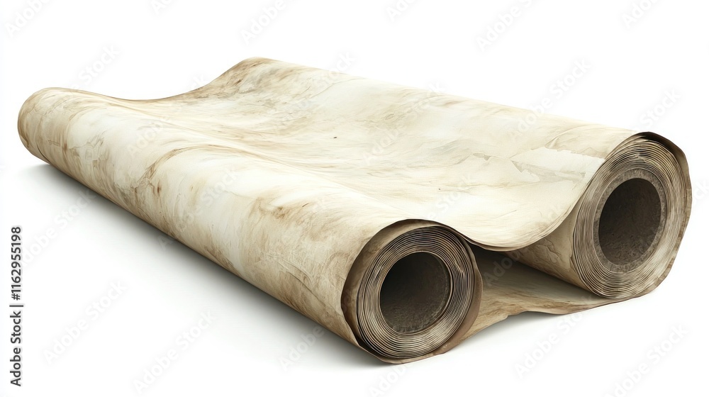 Rolled parchment paper with a textured surface. Rolled parchment paper with a textured surface.