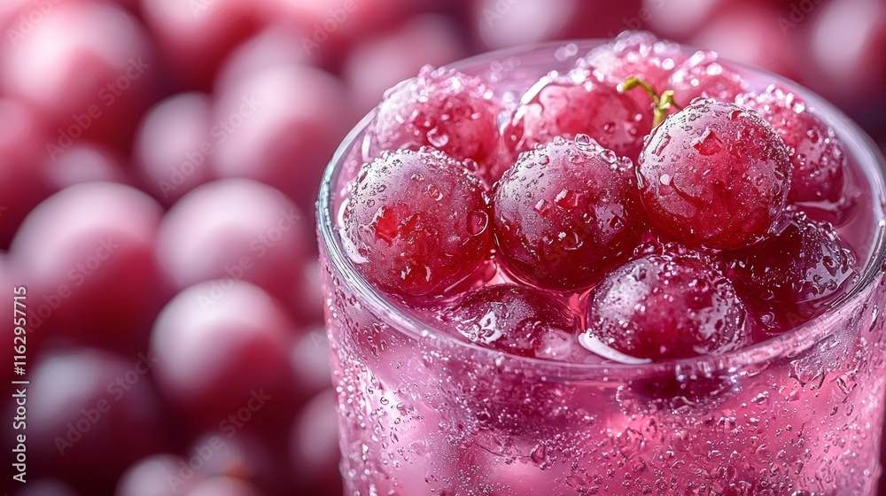 Refreshing grape soda with ice in a transparent glass Refreshing grape soda with ice in a transparent glass