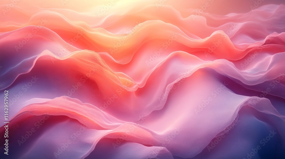 Fototapeta premium Soft abstract waves in shades of pink and orange