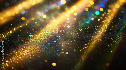 A gold and blue sparkly background with a black foreground