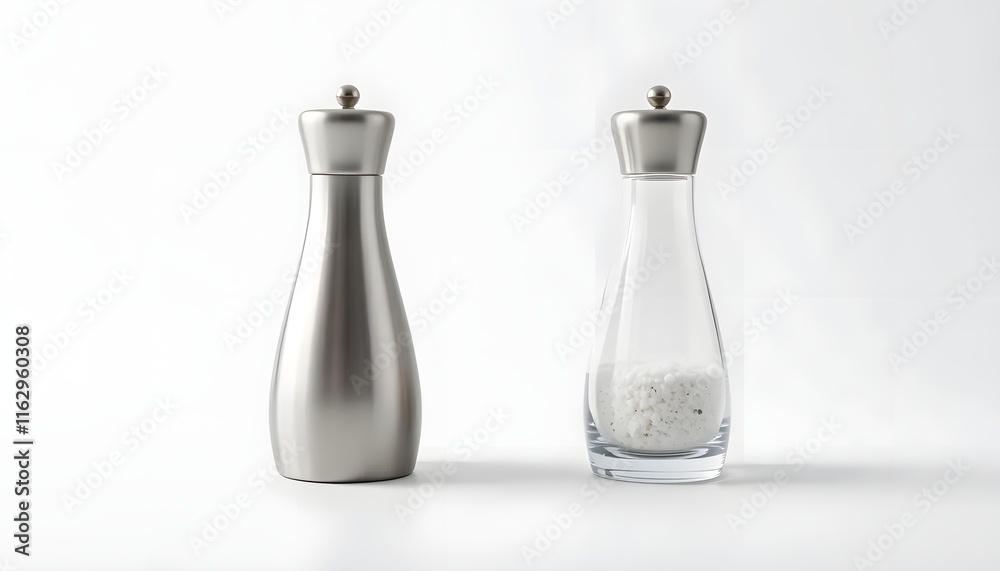 Elegant Stainless Steel and Glass Salt and Pepper Grinders Elegant Stainless Steel and Glass Salt and Pepper Grinders