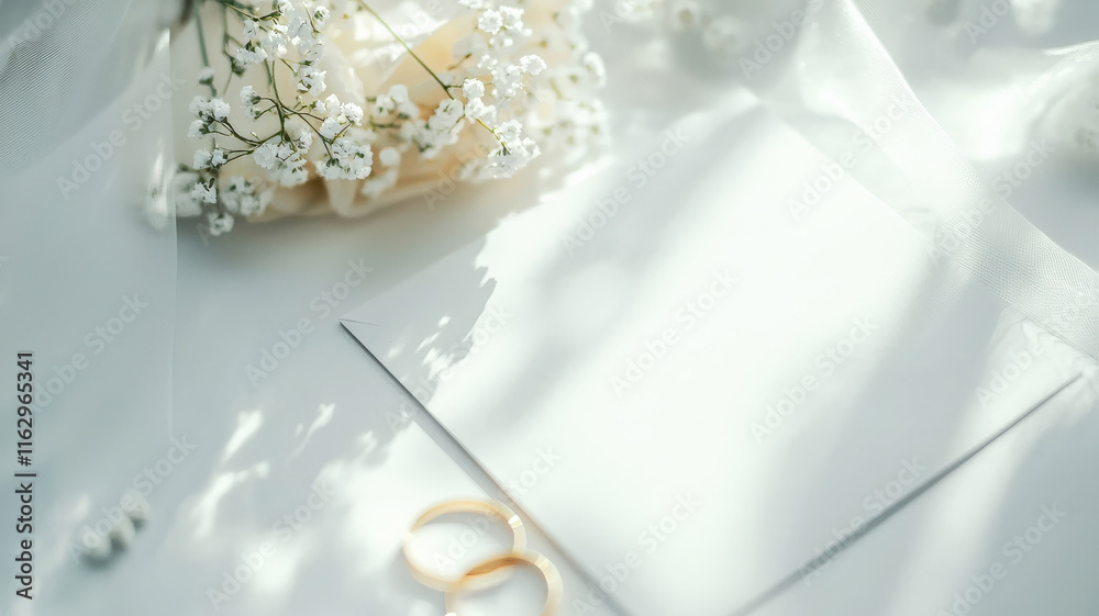 A blank wedding invitation mockup featuring an elegant design with ample space for custom typography and graphics, ideal for showcasing personalized wedding details. A blank wedding invitation mockup featuring an elegant design with ample space for custom typography and graphics, ideal for showcasing personalized wedding details.