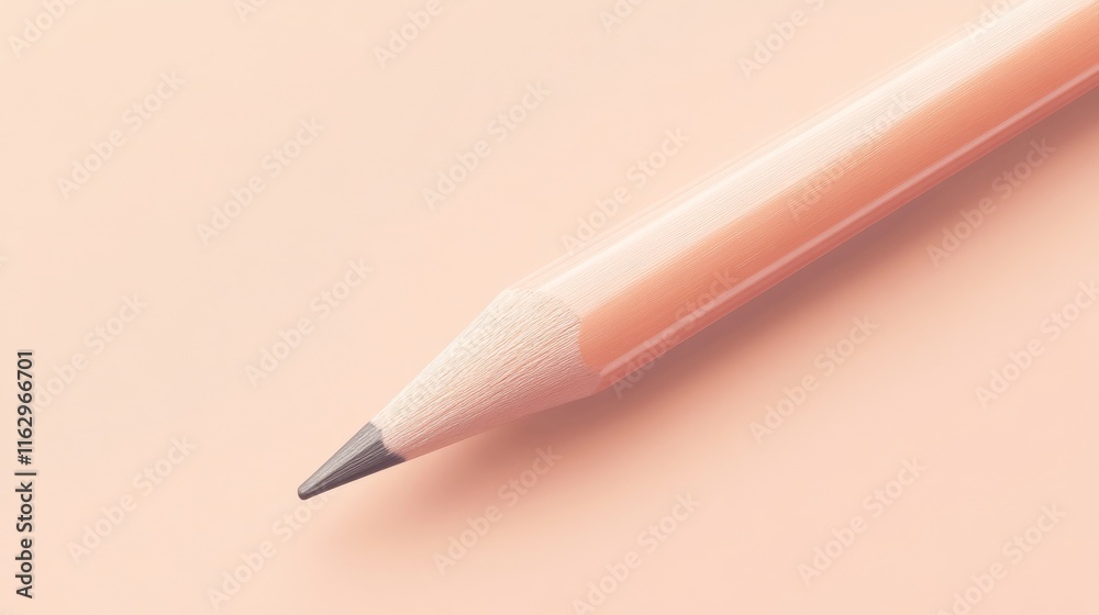 A close-up of a pink pencil on a pastel background. A close-up of a pink pencil on a pastel background.