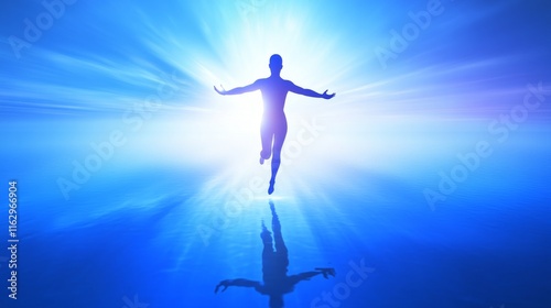 Wallpaper Mural A figure emerging from radiant blue light. Torontodigital.ca