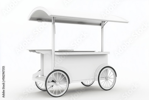 white street vending cart for mockup on white background photo