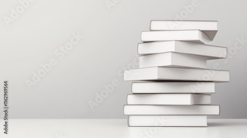 A stack of blank books on a simple surface.