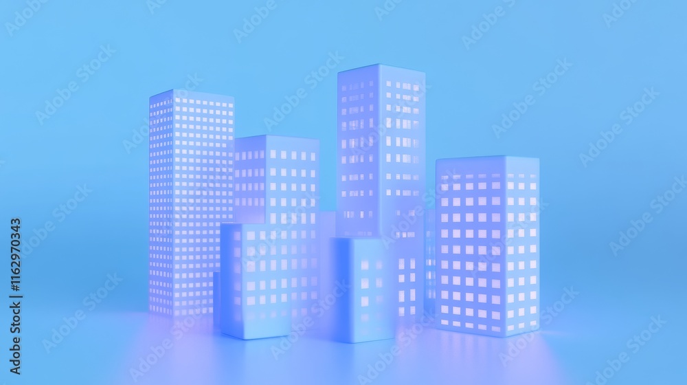Abstract city skyline in soft blue tones. Abstract city skyline in soft blue tones.