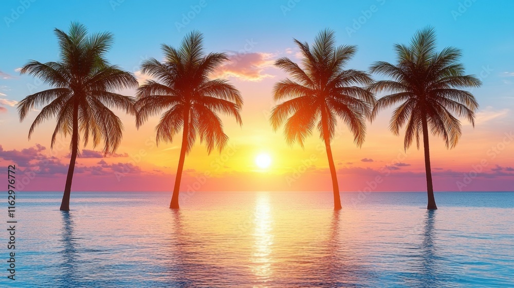 Palm tree silhouettes Twilight serenade by the sea Palm tree silhouettes Twilight serenade by the sea