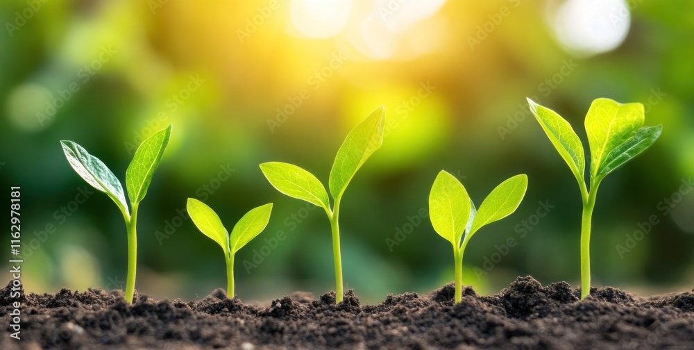 Growth, Nature's Progression: Seedlings in Sunlight Growth, Nature's Progression: Seedlings in Sunlight