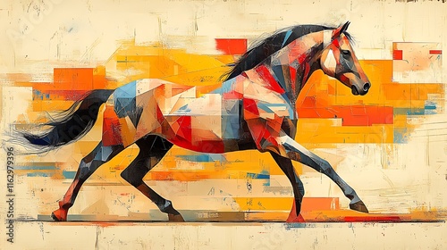 Digital Illustration Colorful Abstract Horse Design photo