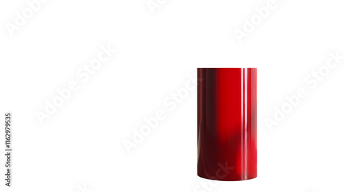 Red glossy pedestal for product displays or exhibitions. Its vibrant color and smooth finish make it suitable for modern retail or interior design Isolated on white background photo