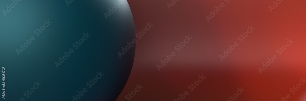 Abstract Teal Sphere Fragment on Reddish Gradient