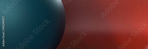 Obraz na płótnie Abstract Teal Sphere Fragment on Reddish Gradient w salonie
