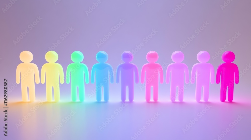 Colorful silhouettes representing diversity and unity Colorful silhouettes representing diversity and unity