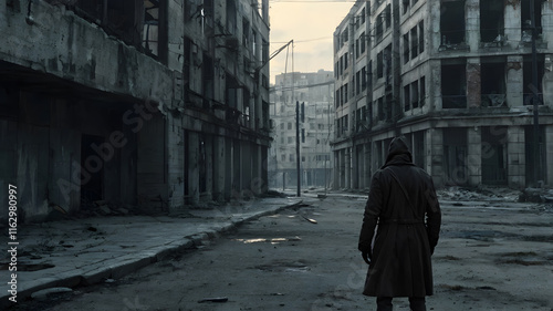A lonely stalker and a ruined deserted city