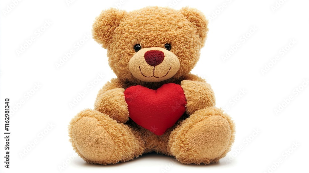 Obraz premium Soft Teddy Bear with Red Heart Adorable Valentine's Day Romantic Gift