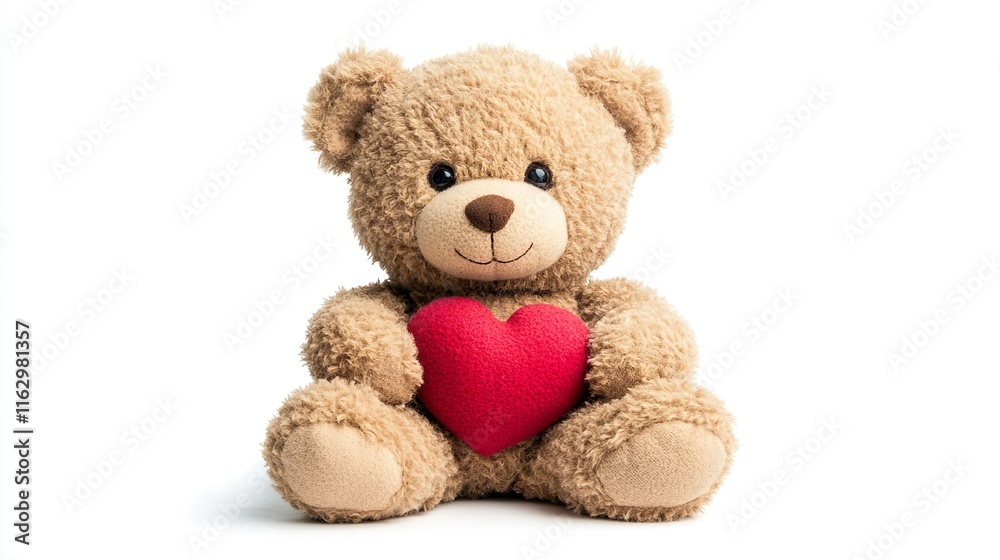 Obraz premium Adorable Teddy Bear with Plush Red Heart Perfect Valentine Gift for Love