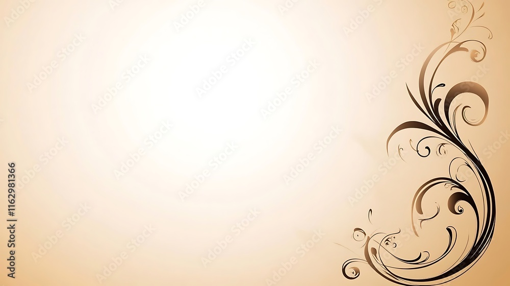Elegant Beige Background With Swirling Floral Design Elegant Beige Background With Swirling Floral Design