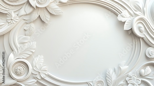 Wallpaper Mural Elegant White Floral Frame Design With Intricate Details Torontodigital.ca