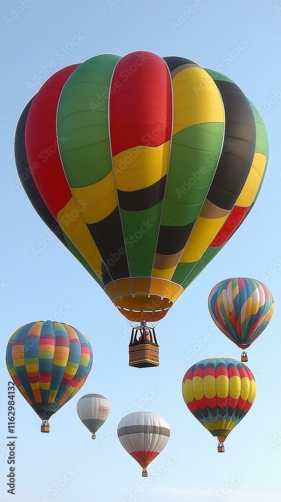 Colorful hot air balloons Hot air balloons in formation Colorful hot air balloons Hot air balloons in formation