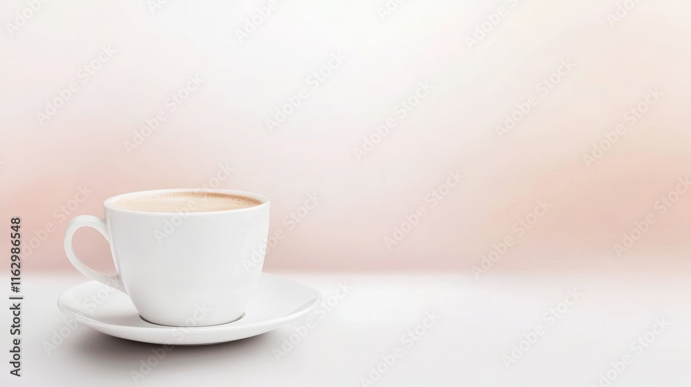 Obraz premium Elegant white coffee cup on minimalist background.