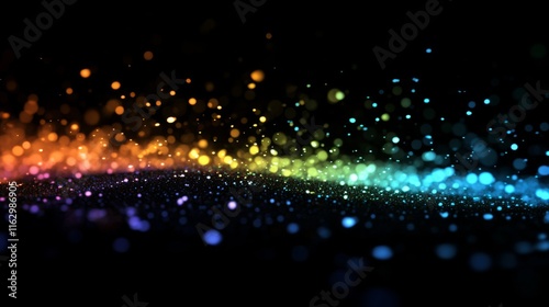 A colorful, swirling pattern of dots on a black background