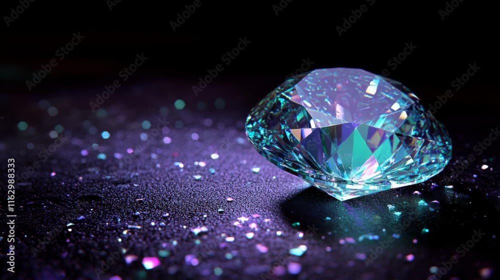 A blue diamond is on a dark purple background A blue diamond is on a dark purple background