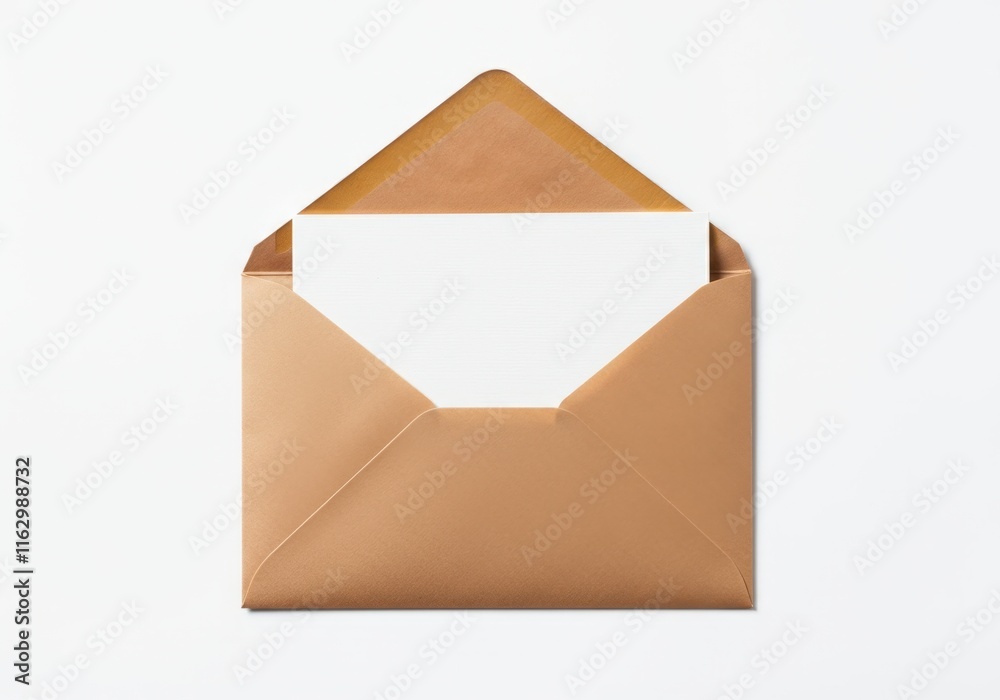 Open envelope with a blank card inside, ready for a message Open envelope with a blank card inside, ready for a message