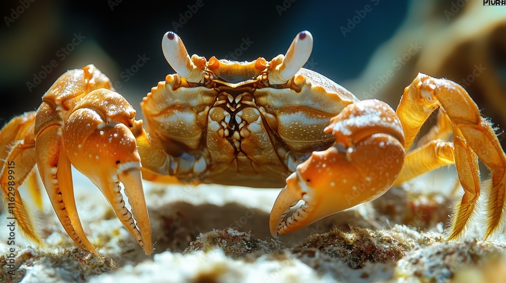 Underwater coral reefs Crabs scuttling across sandy bottom Underwater coral reefs Crabs scuttling across sandy bottom