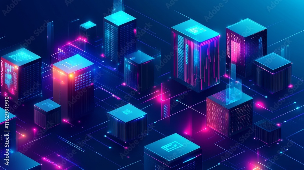 Futuristic digital data storage concept. Futuristic digital data storage concept.