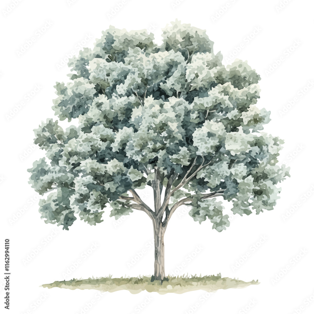 A watercolor of a silver maple tree, isolated on a white background. Silver maple vector.
A watercolor of a silver maple tree, isolated on a white background. Silver maple vector.