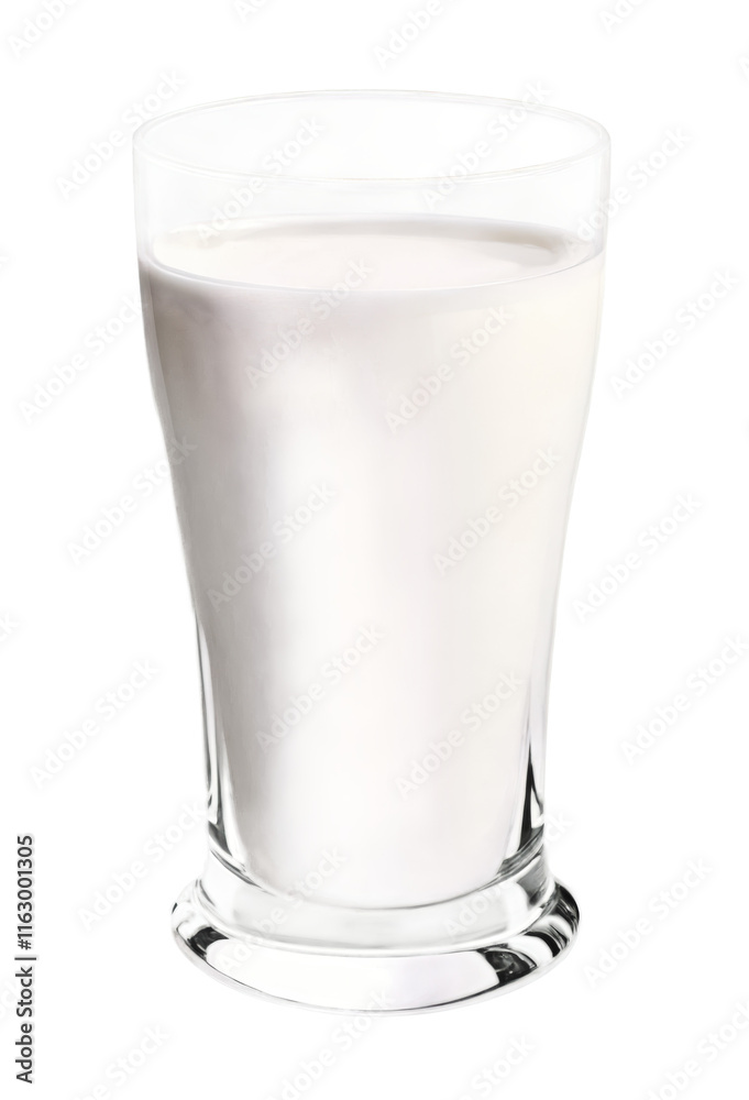 Smooth and creamy glass of milk sitting on a table in a bright kitchen during morning light Smooth and creamy glass of milk sitting on a table in a bright kitchen during morning light