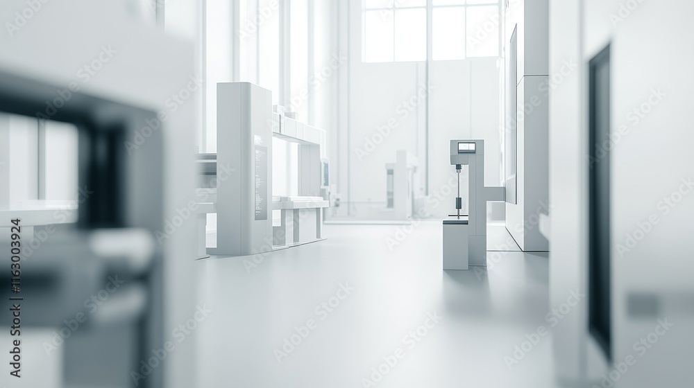 Modern industrial workspace with machinery. Modern industrial workspace with machinery.