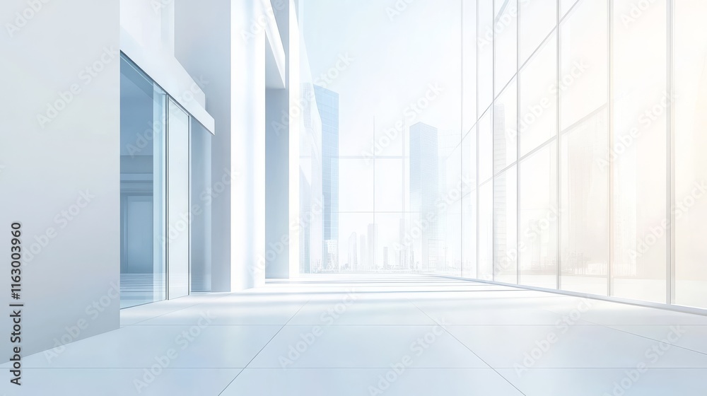 Obraz premium Modern interior space with large windows