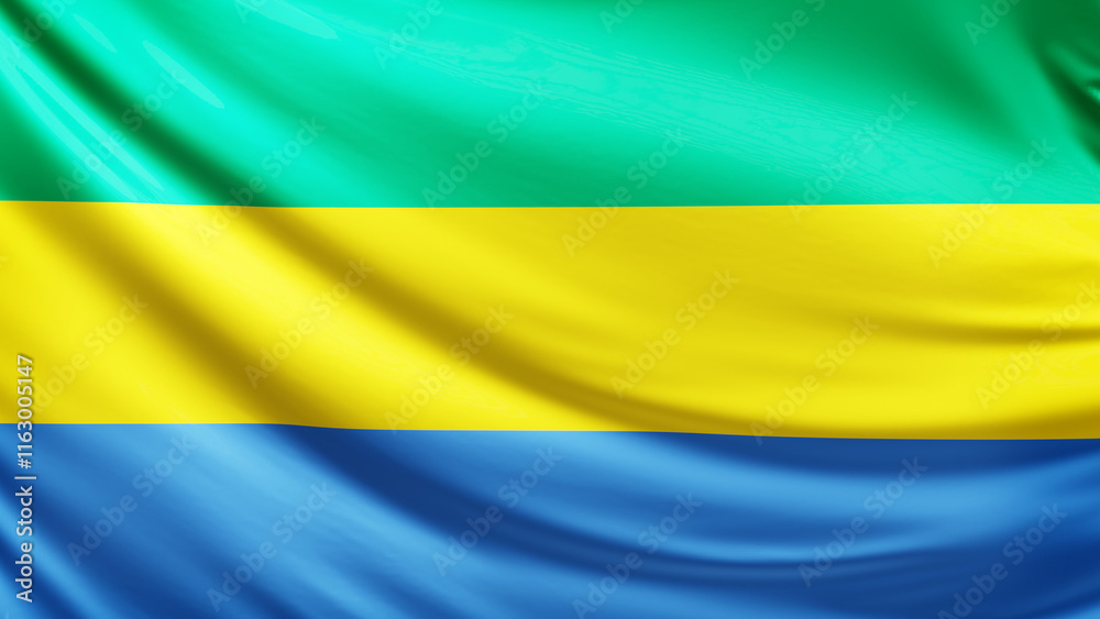 gabon flag picture, close-up shot of gabonese nation flag, africa, animated flag background photo, 3D photo of a flag, national symbol of african country, patriotism, full screen gabon flag picture, close-up shot of gabonese nation flag, africa, animated flag background photo, 3D photo of a flag, national symbol of african country, patriotism, full screen