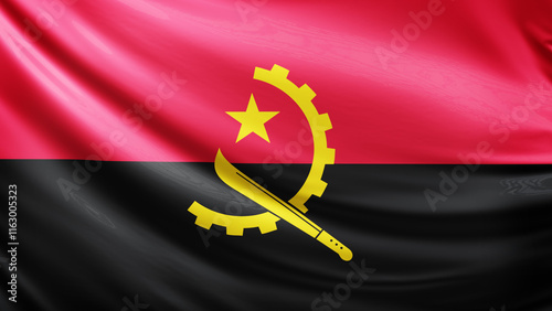 angola flag picture, close-up shot of angolan nation flag, africa, animated flag background photo, 3D photo of a flag, national symbol of african country, patriotism, full screen